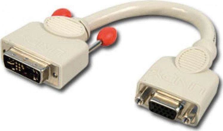 Lindy DVI-I į VGA adapterio laidas su raudonais varžtais