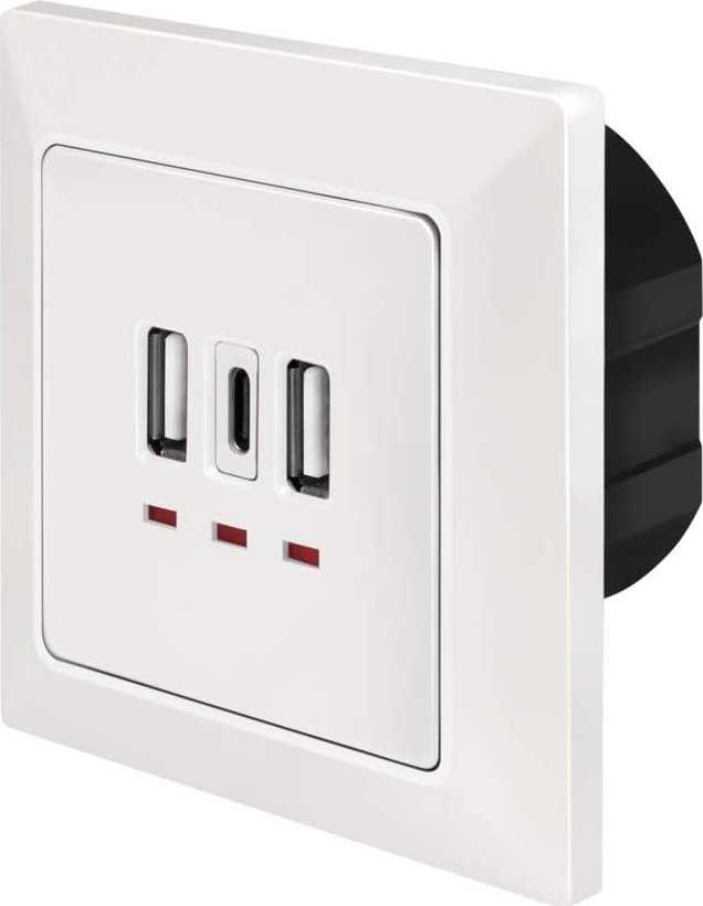 Adapteris AV LogiLink LogiLink PA0254 maitinimo lizdas 2 x USB A + 1 x USB C Baltas