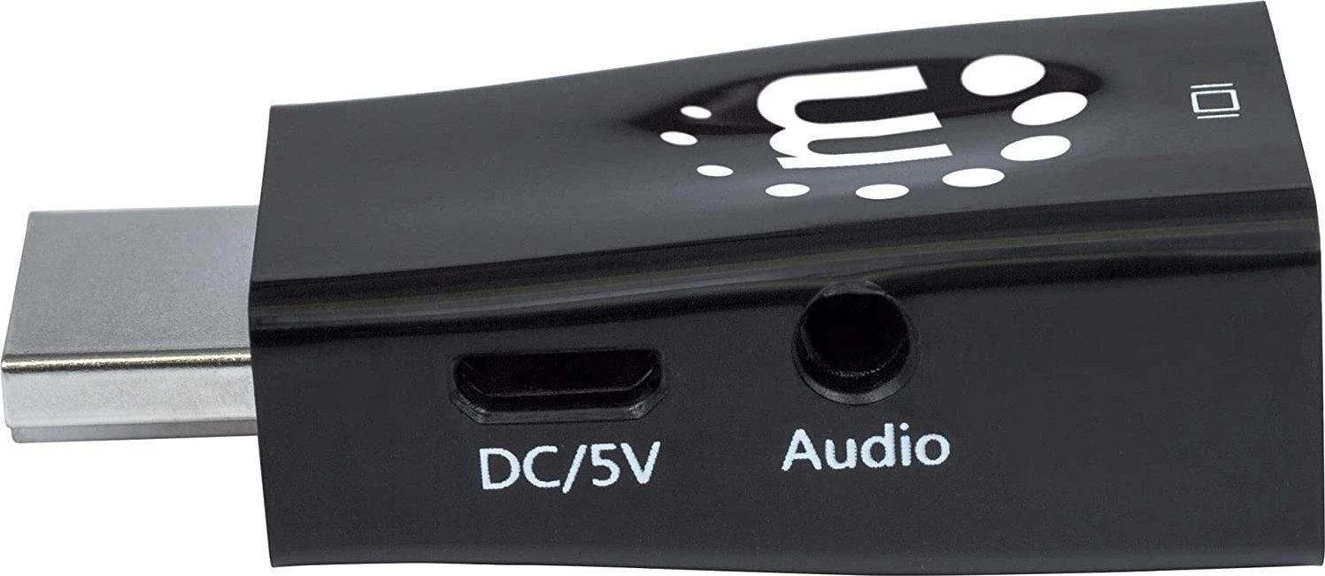 MANHATTAN HDMI kištukas į VGA lizdą su garsu, pasirenkamas USB Micro-B maitinimo prievadas, Juodas, 151542