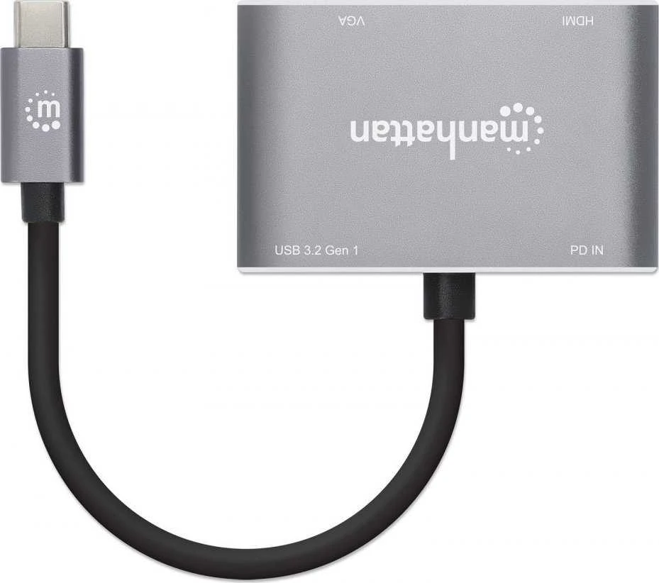 Adapteris AV Manhattan Manhattan Hub Adapteris USB-C 3.2 na 4K HDMI VGA USB-A USB-C PD 87W