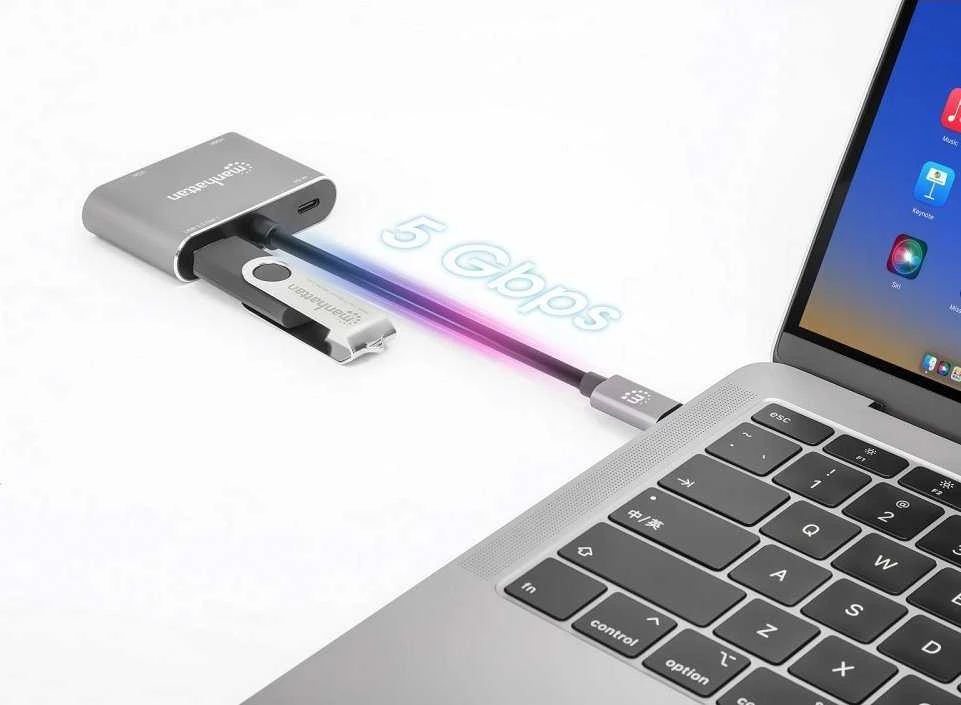 Adapteris AV Manhattan Manhattan Hub Adapteris USB-C 3.2 na 4K HDMI VGA USB-A USB-C PD 87W