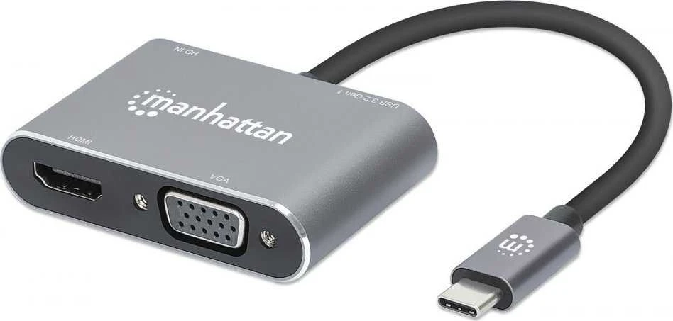 Adapteris AV Manhattan Manhattan Hub Adapteris USB-C 3.2 na 4K HDMI VGA USB-A USB-C PD 87W