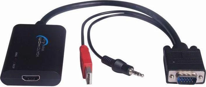 VGA į HDMI adapteris su USB ir 3,5 mm jungtimis