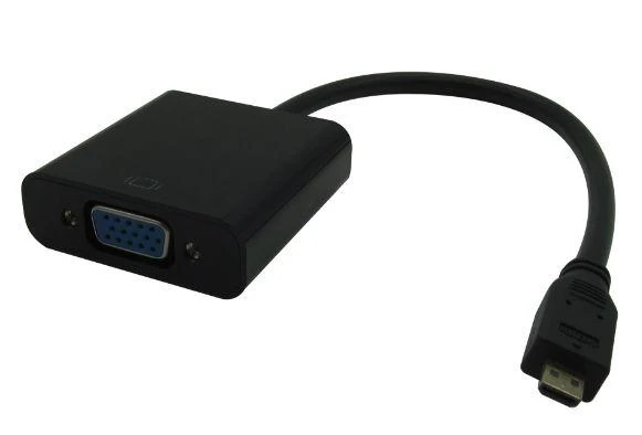 Juodas Micro HDMI į VGA adapteris