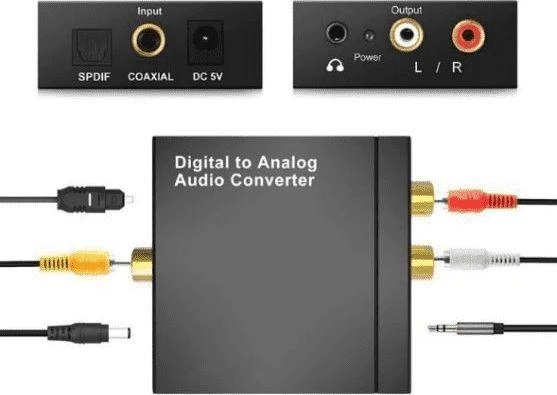 Moza DAC01 keitiklio jungtys ir sąsajos