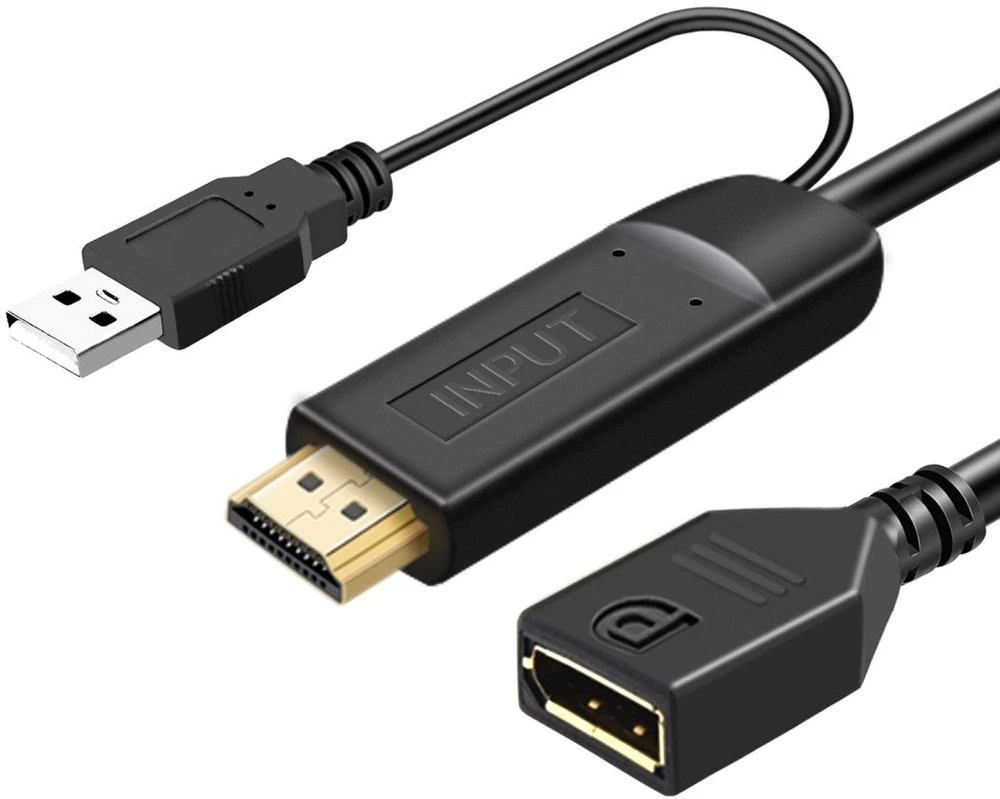 HDMI į DisplayPort adapteris su USB jungtimi