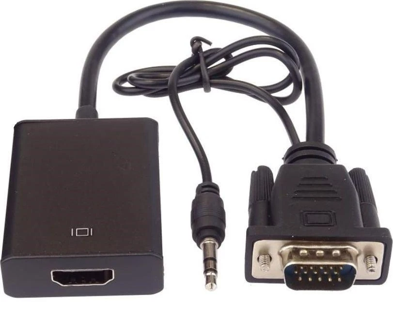 Adapteris AV PremiumCord HDMI - D-Sub (VGA) + 3,5 mm juodas lizdas