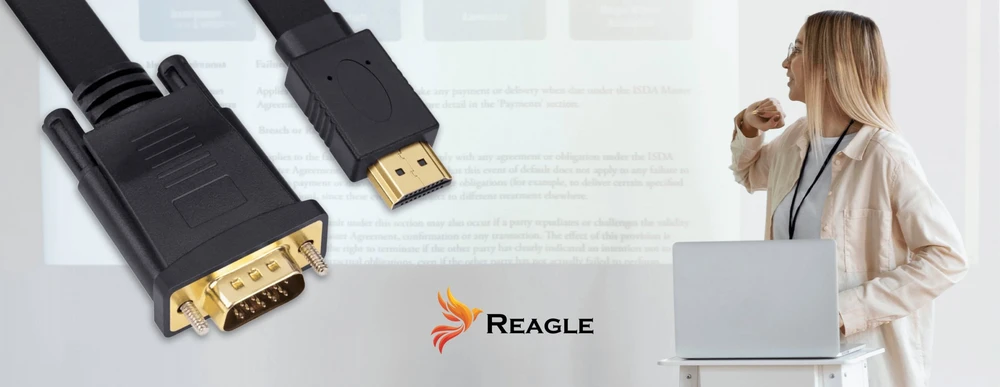 Adapteris AV Reagle HDMI na VGA 3M FULL HD D-SUB Płaski Przewód Adapteris 1080p