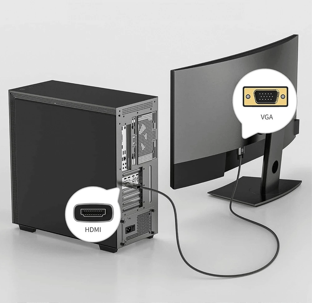 Adapteris AV Reagle HDMI na VGA 3M FULL HD D-SUB Płaski Przewód Adapteris 1080p
