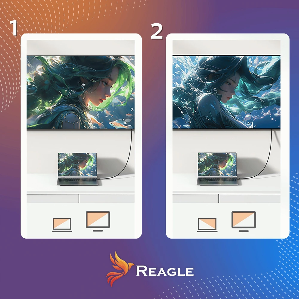 Adapteris AV Reagle Kabelis HDMI na VGA 2M FULL HD D-SUB Płaski Przewód Adapteris 1080p (RHVG200S)