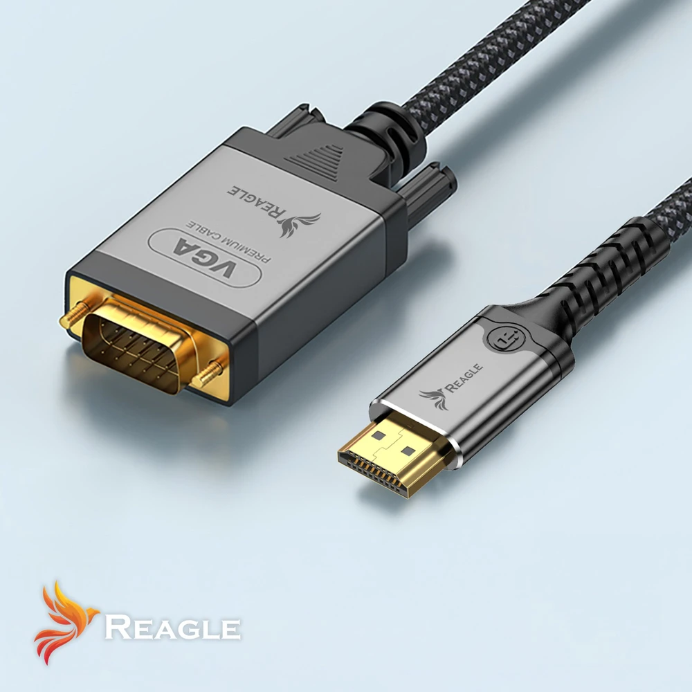 Adapteris AV Reagle Kabelis HDMI na VGA 2M FULL HD D-SUB Płaski Przewód Adapteris 1080p (RHVG200S)
