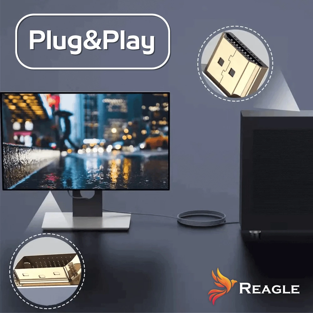 Adapteris AV Reagle Kabelis HDMI na VGA 2M FULL HD D-SUB Płaski Przewód Adapteris 1080p (RHVG200S)