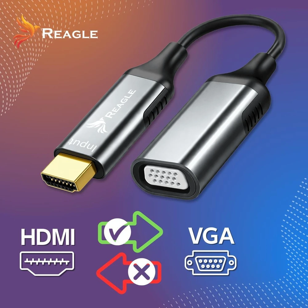 Adapteris AV Reagle REAGLE HDMI į VGA FULL HD D-SUB konverteris monitoriui ir projektoriui