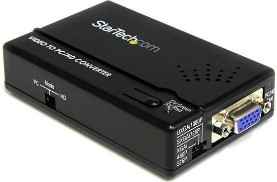 Adapteris AV StarTech Composite Video - S-Video - D-Sub (VGA) juodas (VID2VGATV2)