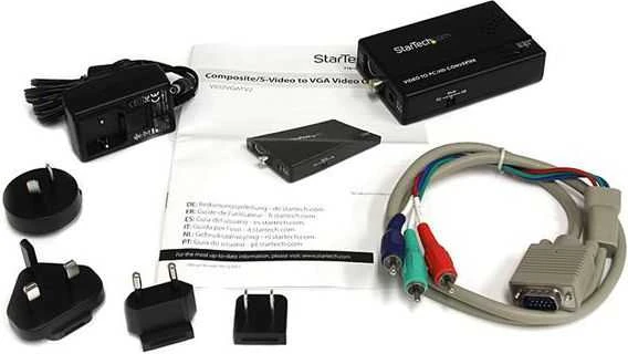 Adapteris AV StarTech Composite Video - S-Video - D-Sub (VGA) juodas (VID2VGATV2)