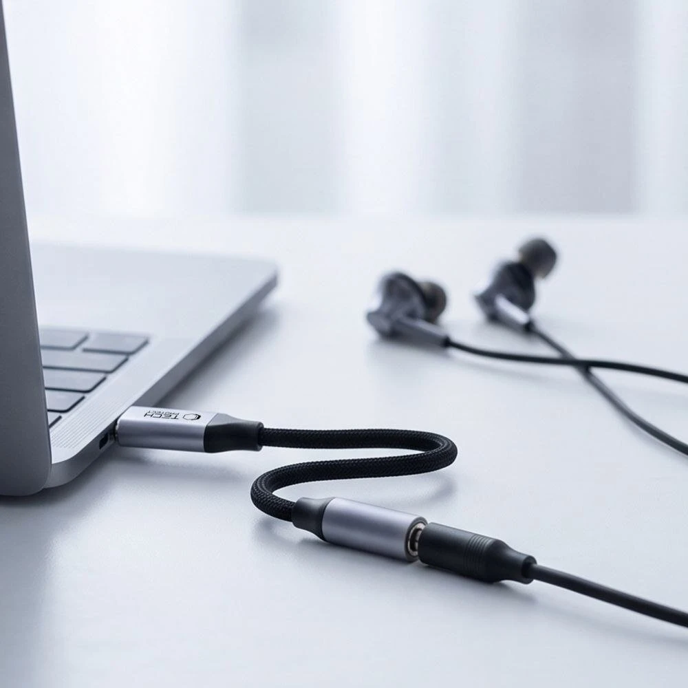 TECH-PROTECT ULTRABOOST ADAPTERIS USB-C Į MINI JACK 3.5MM DAC IRON Pilkas