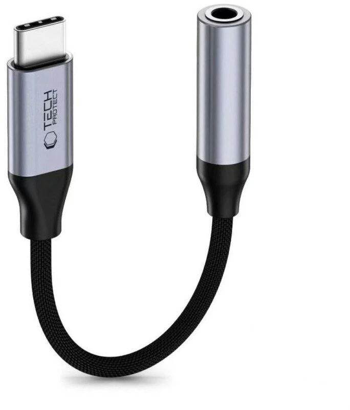 TECH-PROTECT ULTRABOOST ADAPTERIS USB-C Į MINI JACK 3.5MM DAC IRON Pilkas