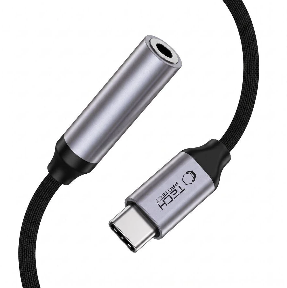 TECH-PROTECT ULTRABOOST ADAPTERIS USB-C Į MINI JACK 3.5MM DAC IRON Pilkas