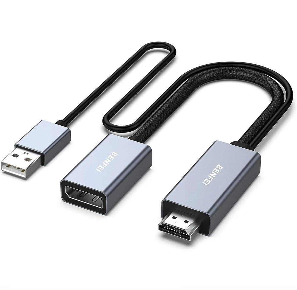 BENFEI adapteris HDMI į DisplayPort 4K 60Hz 2K 144Hz 1080P 165Hz vienakryptis pilka