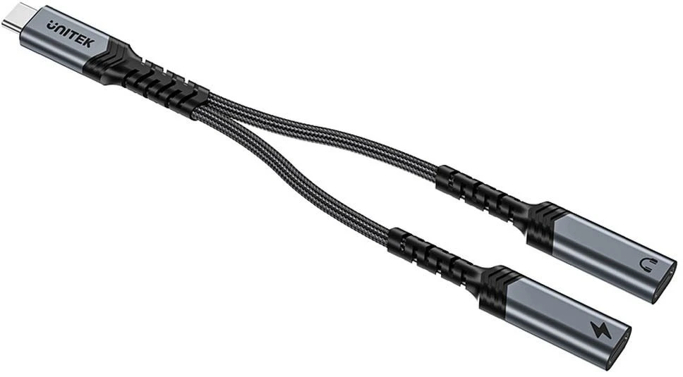 UNITEK USB-C garso ir PD įkrovimo adapteris 15 cm
