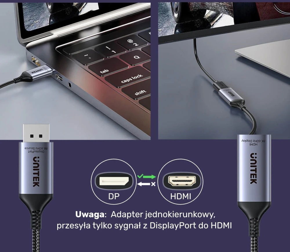 Adapteris AV Unitek DisplayPort – HDMI rodyklė (V1611A01)
