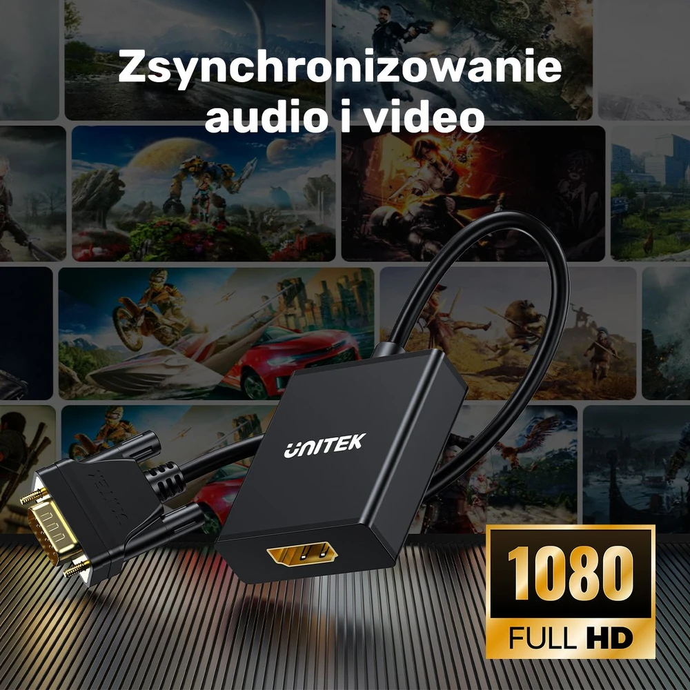 VGA Į HDMI KEITIKLĮ V1112ABK01 + AUDIO UNITEK