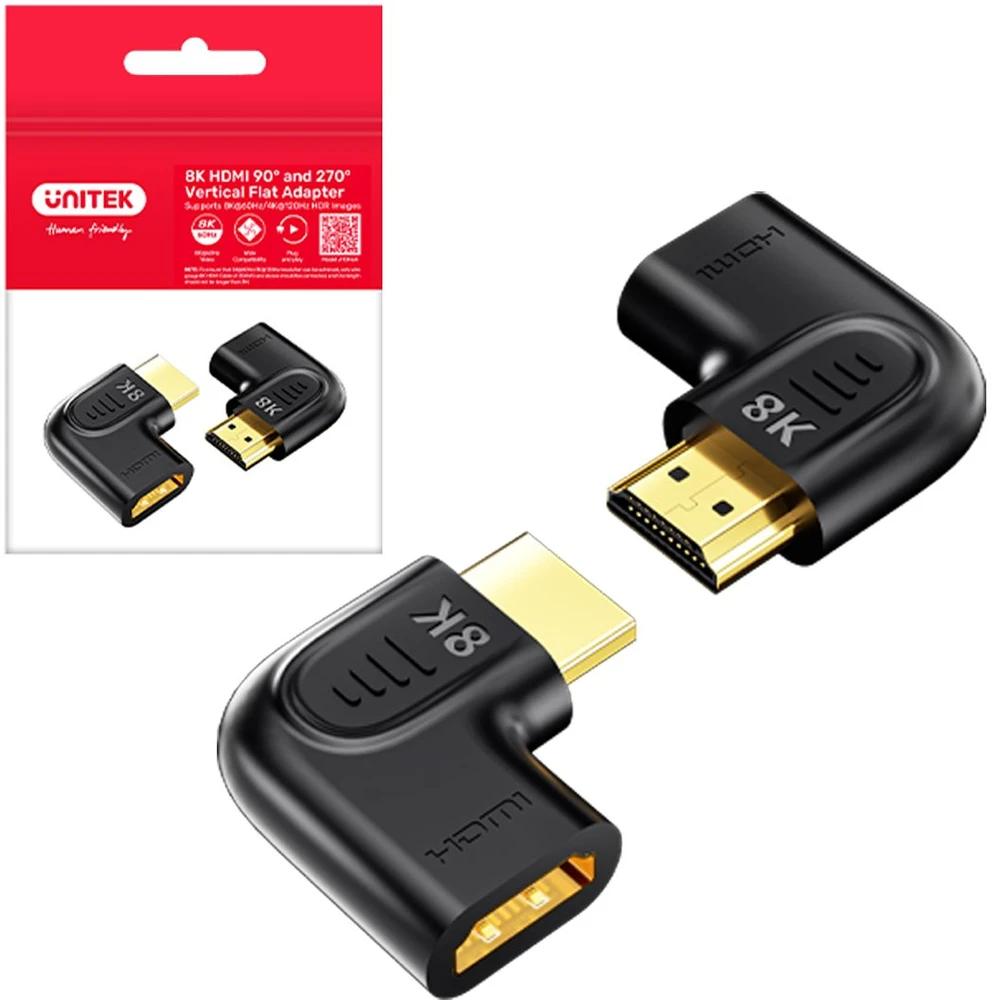 Unitek 8K HDMI 90 ir 270 laipsnių kampo plokščias adapteris
