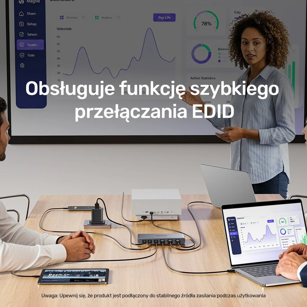 „Unitek 4K HDMI/USB-C“ jungiklis, 4 įėjimai, 1 išėjimas
