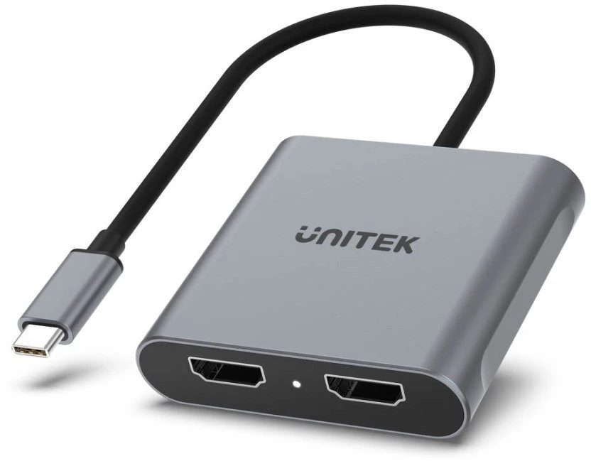 AV adapteriai „Unitek Unitek“ USB-C adapteris su 2 HDMI jungtimis | 4K@60Hz | MST | HDCP 2.2