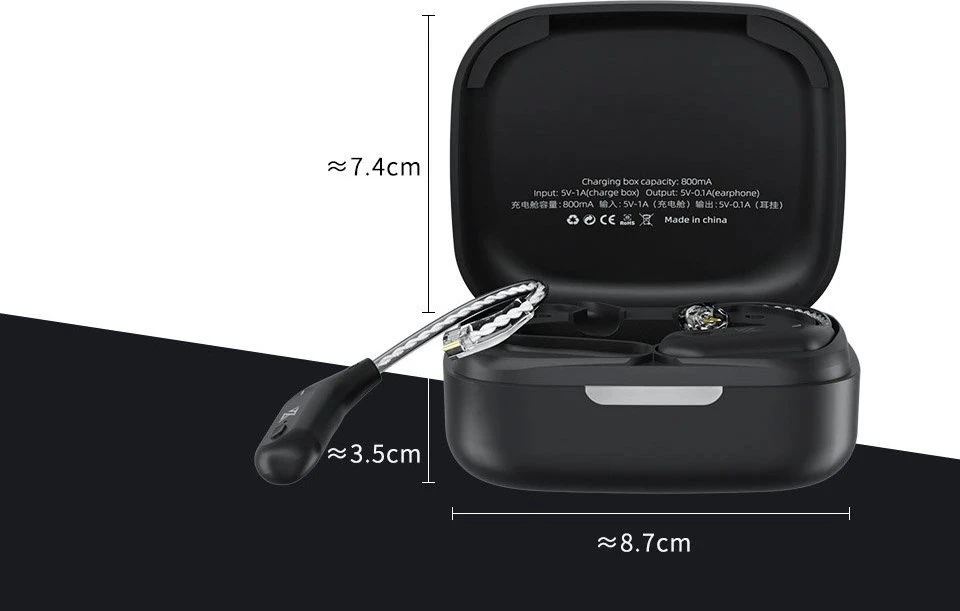 KZ AZ09 juodas - Keičiamas „Bluetooth“ modulis su ausų kabliuku ausinėms, juodas