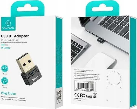 USAMS Bluetooth USB Adapteris juodas ZB285SPQ01 (US-ZB285)