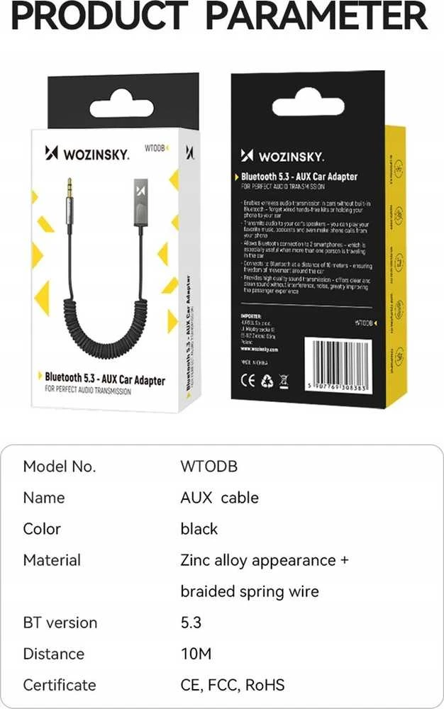Wozinsky WTODB Bluetooth 5.3 garso adapteris / AUX garso imtuvas