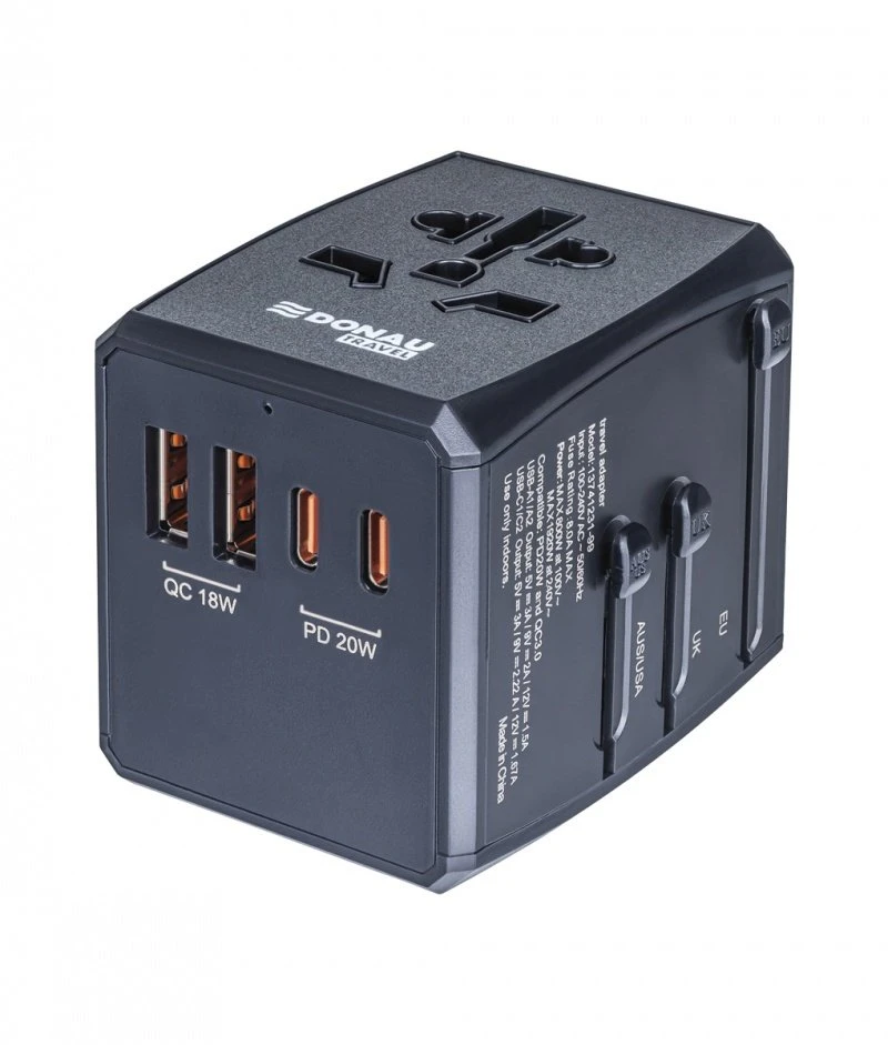 Adapteris kelioninis DONAU TRAVEL 904, juoda