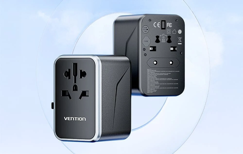 Vention FJFB0 GaN 2xUSB-C 2xUSB-A universalus kelioninis adapteris 65W (juodas)