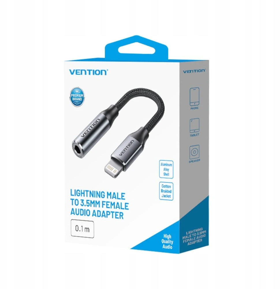 Vention Lightning male adapter 3.5mm jack 0.1m