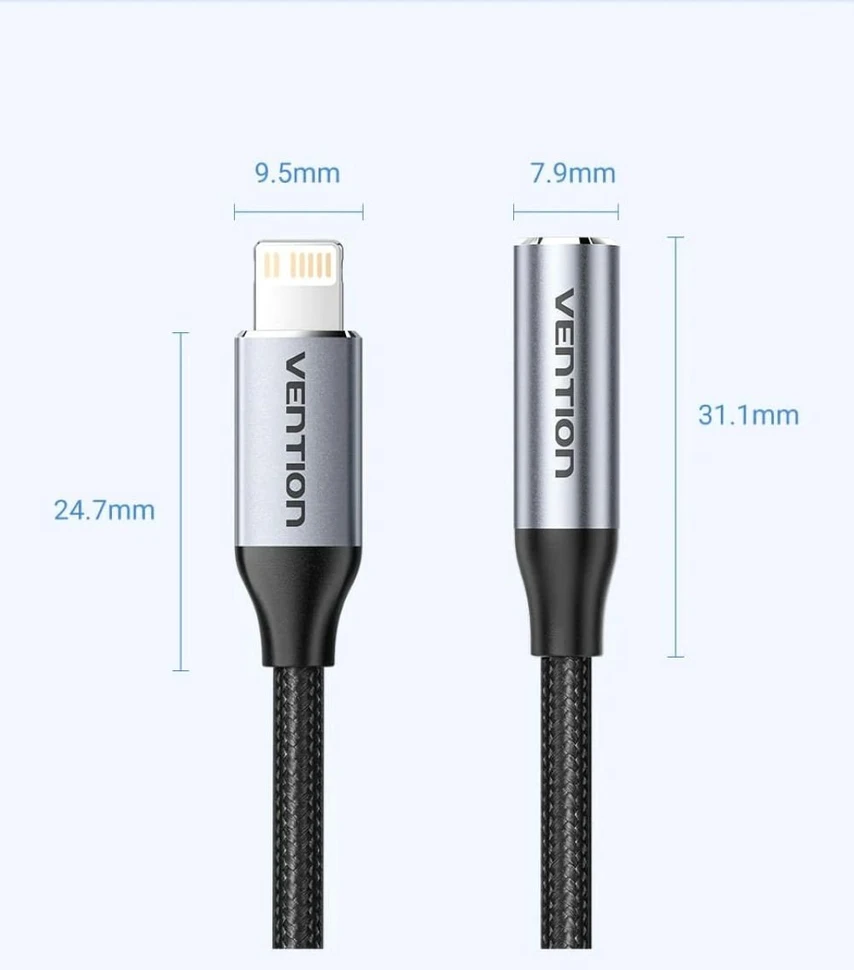 Vention Lightning male adapter 3.5mm jack 0.1m