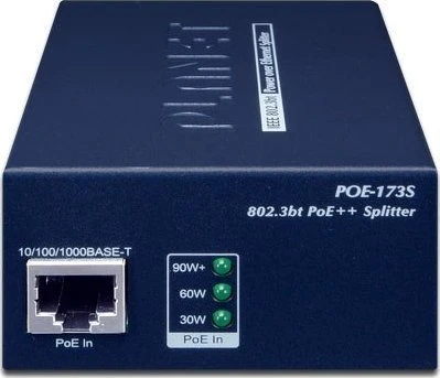 Šakotuvas Adapteris powerline Planet PLANET POE-173S tinklo skirstytuvas Juoda spalva PoE palaikymas