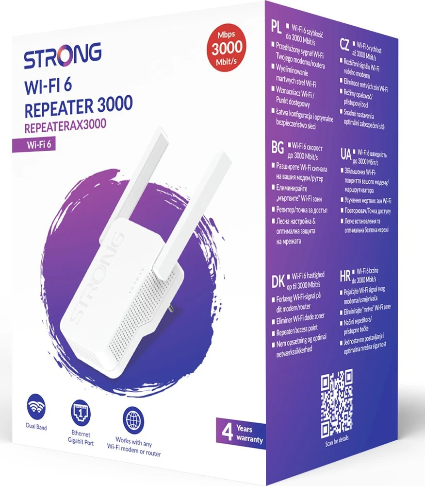 Maršrutizatorius Access Point Strong AX3000 Repeater 3000 Mbit/s Baltas (REPEATER AX3000)