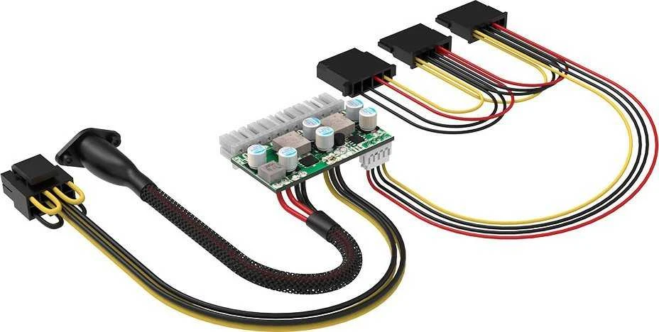 AKASA adapteris AK-PE200-01, 200W DC-DC ATX, 4 kontaktų DIN