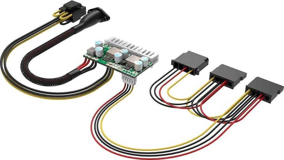 AKASA adapteris AK-PE200-01, 200W DC-DC ATX, 4 kontaktų DIN