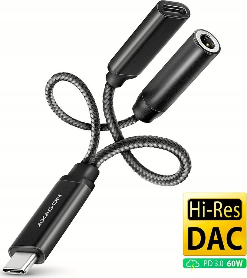 AXAGON | ADA-HCPD USB-C – Hi-Res DAC garso adapteris PD, 60W
