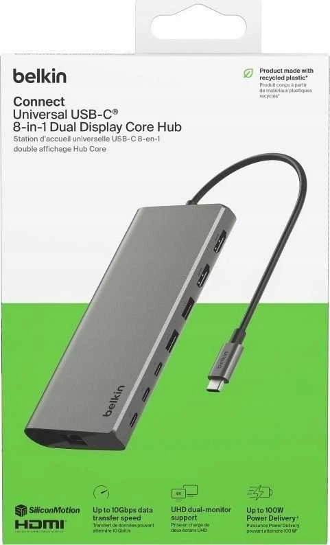 Belkin INC015BTSGY-CZ nešiojamojo kompiuterio dokas / prievadų replikatorius Laidinis USB 3.2 Gen 1 (3.1 Gen 1) Type-C Aliuminio