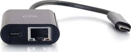 Adapteris USB C2G USB-C - RJ-45 + USB-C Juodas (82408)