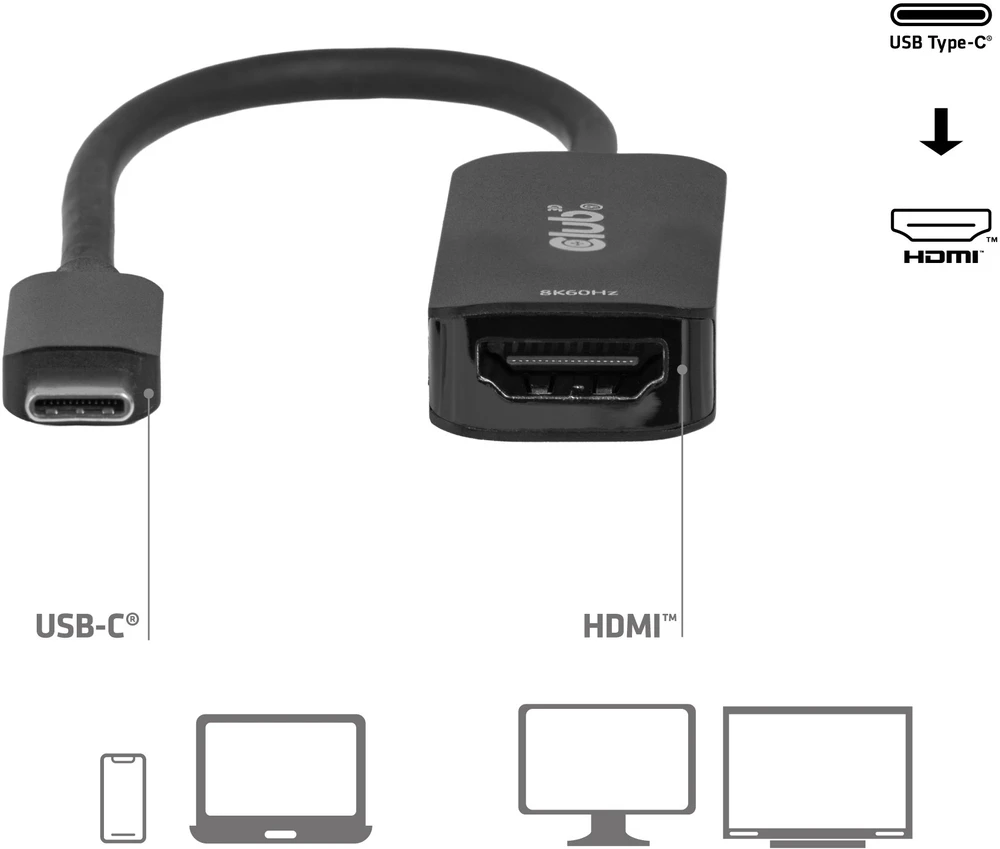 Adapteris USB Club 3D CAC-2505 USB-C - HDMI Juodas (CAC-2505)