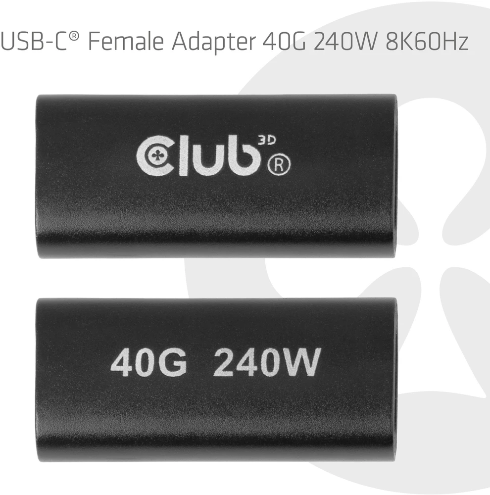 Adapteris USB Club 3D CLUB3D kabelis USB USB4 Gen 3x2 USB C 40 Gbit/s 240 W juoda (CAC-2507)