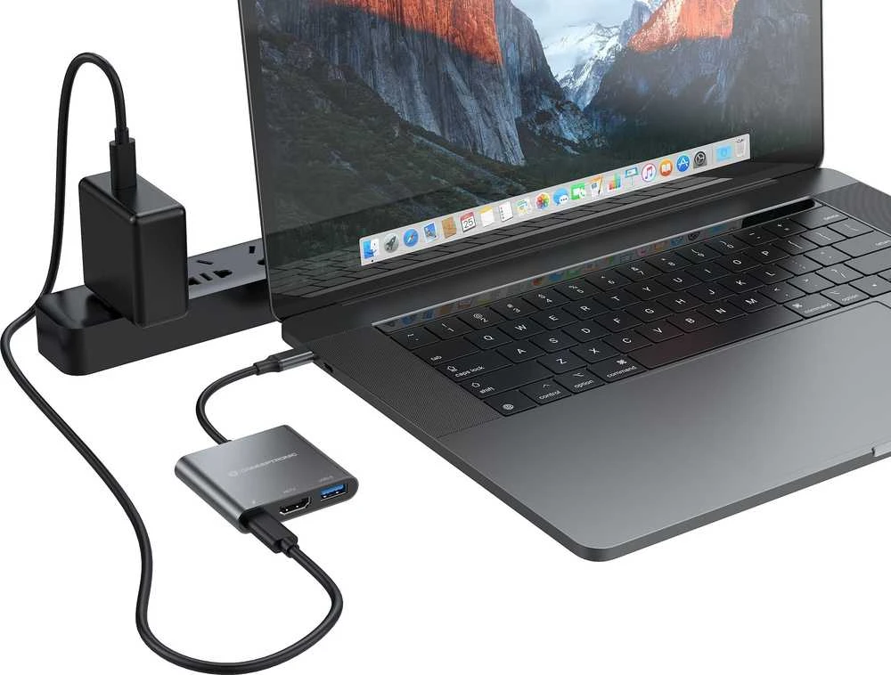 „Conceptronic“ USB šakotuvas, USB-C -> HDMI, 2xUSB3.0, PD, SD 0.15m