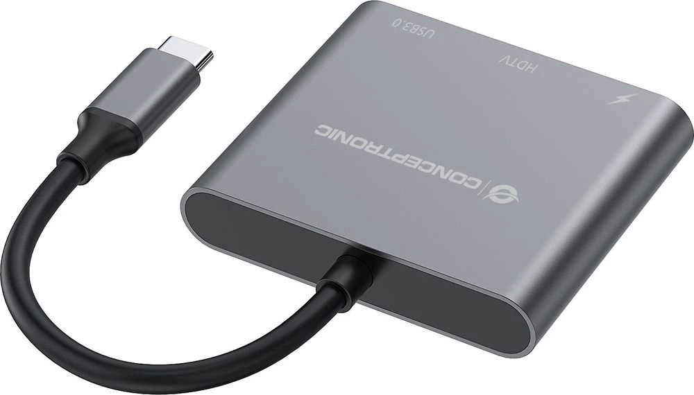 „Conceptronic“ USB šakotuvas, USB-C -> HDMI, 2xUSB3.0, PD, SD 0.15m