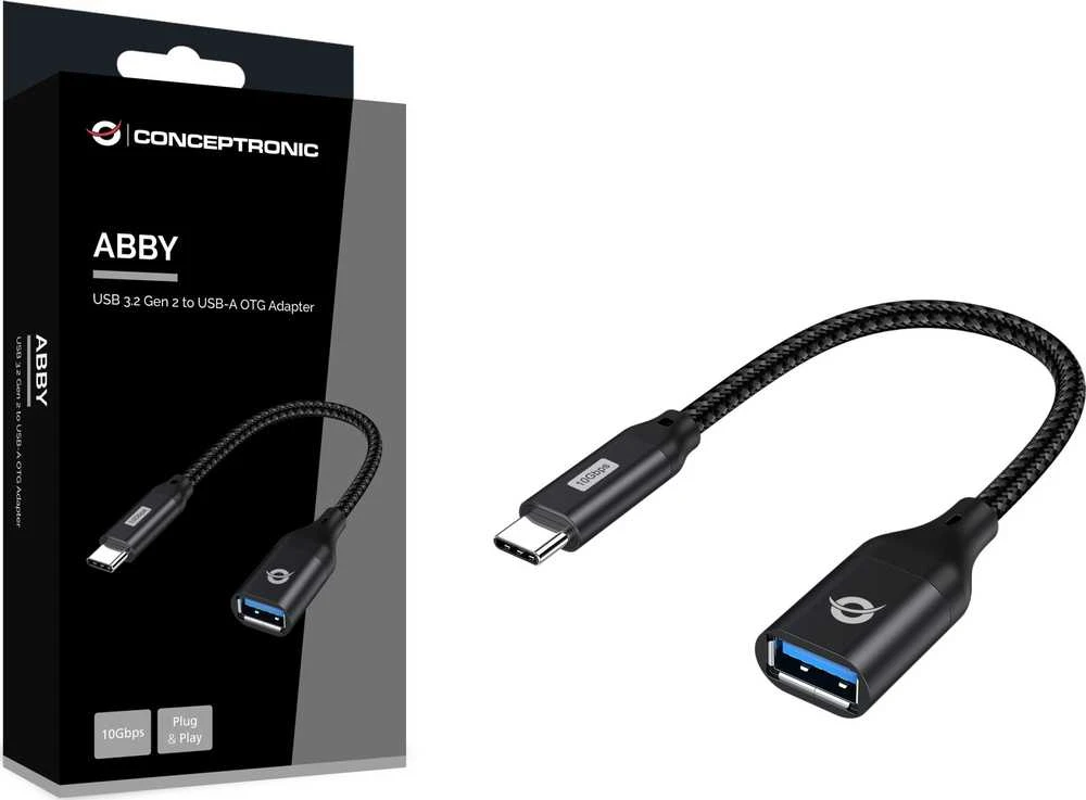 Adapteris USB Conceptronic USB-A - USB-C Juodas (ABBY18B)