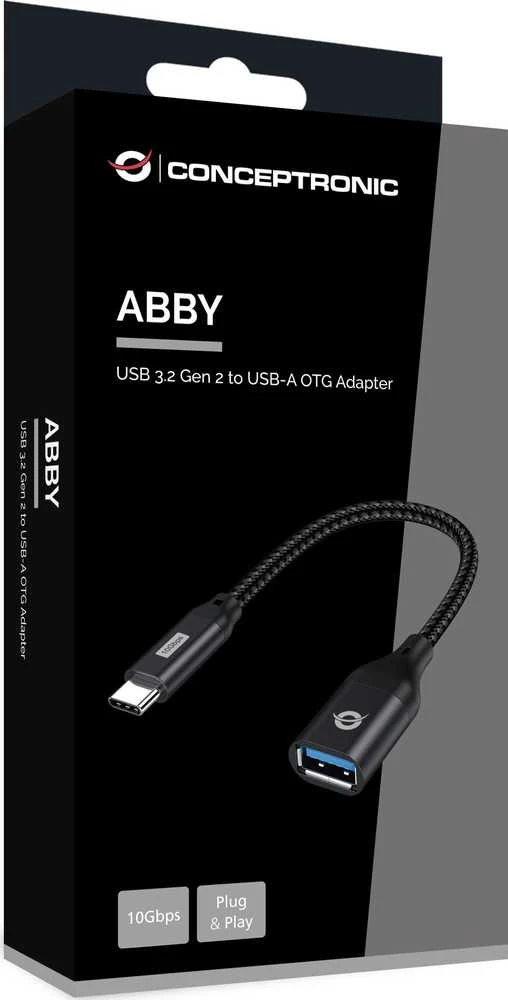 Adapteris USB Conceptronic USB-A - USB-C Juodas (ABBY18B)