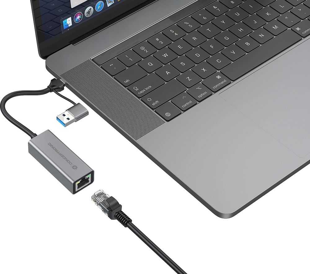 Adapteris USB Conceptronic USB-C - RJ-45 pilka (ABBY08G)